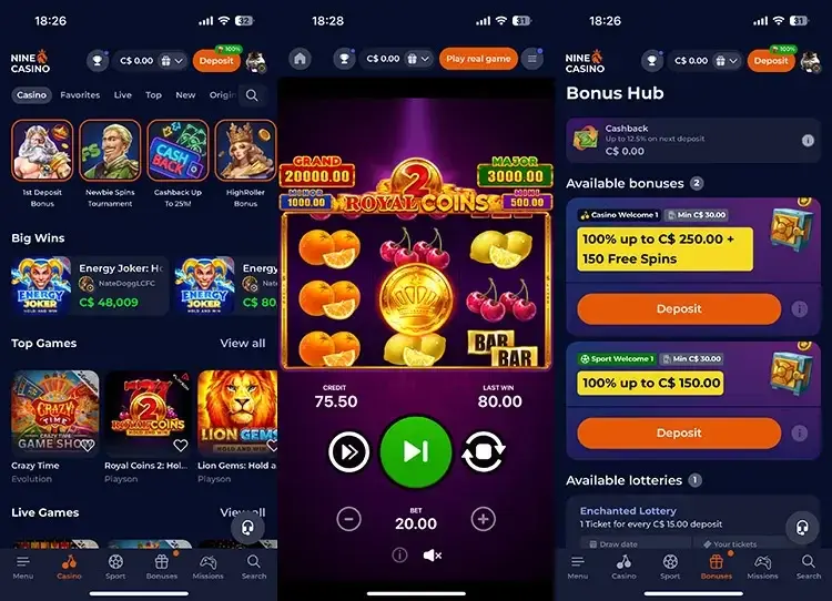 Nine Casino Képernyőkép 3